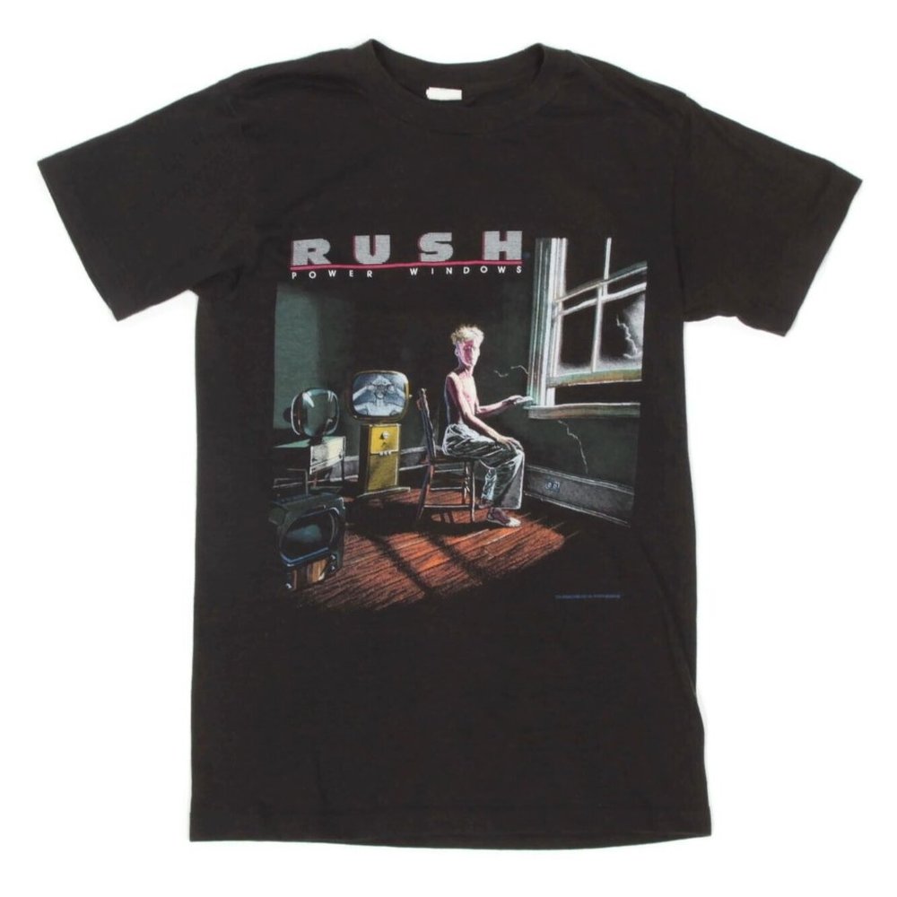 Vintage RUSH T Shirt Power Windows 85 86 concert rock band Ched 50/50 Size M 379